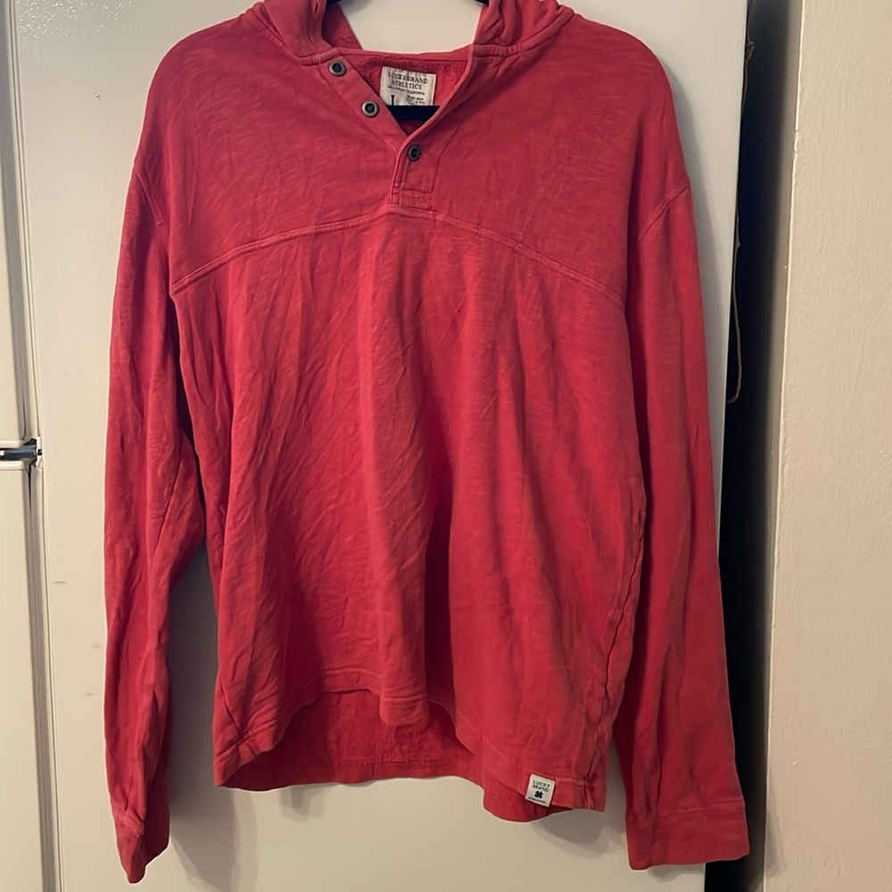 Lucky Brand Hoodie Sweatshirt Mens Large Pullover Athletics Hooded Long Sleeve